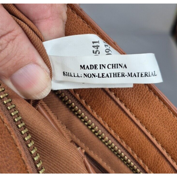 Universal Thread Goods Co. Tan Faux Leather Purse Handbag M Pockets Zip Closure - Picture 7 of 11